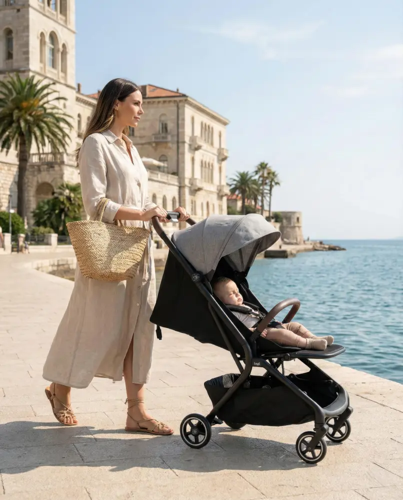 Bagi Atom Grey Cosmo Travel Sistem Bebek Arabası Black Gold - 3