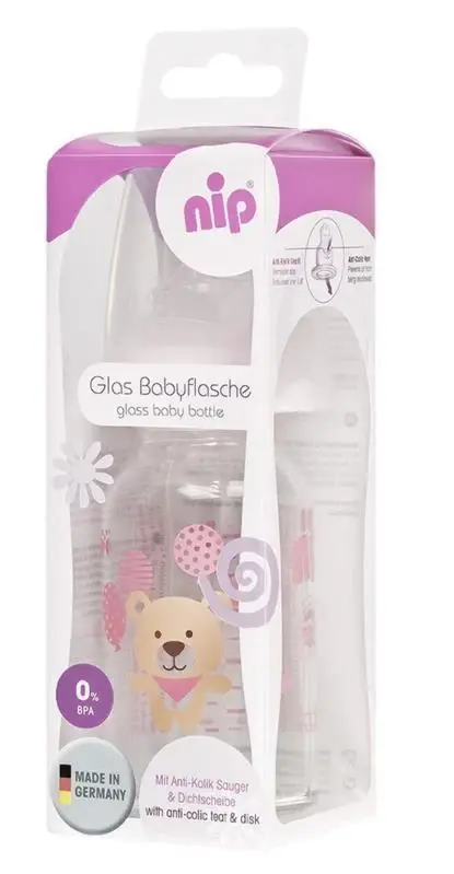Nip Wide Neck Bottle 125 ml Antikolik Cam Biberon Kız